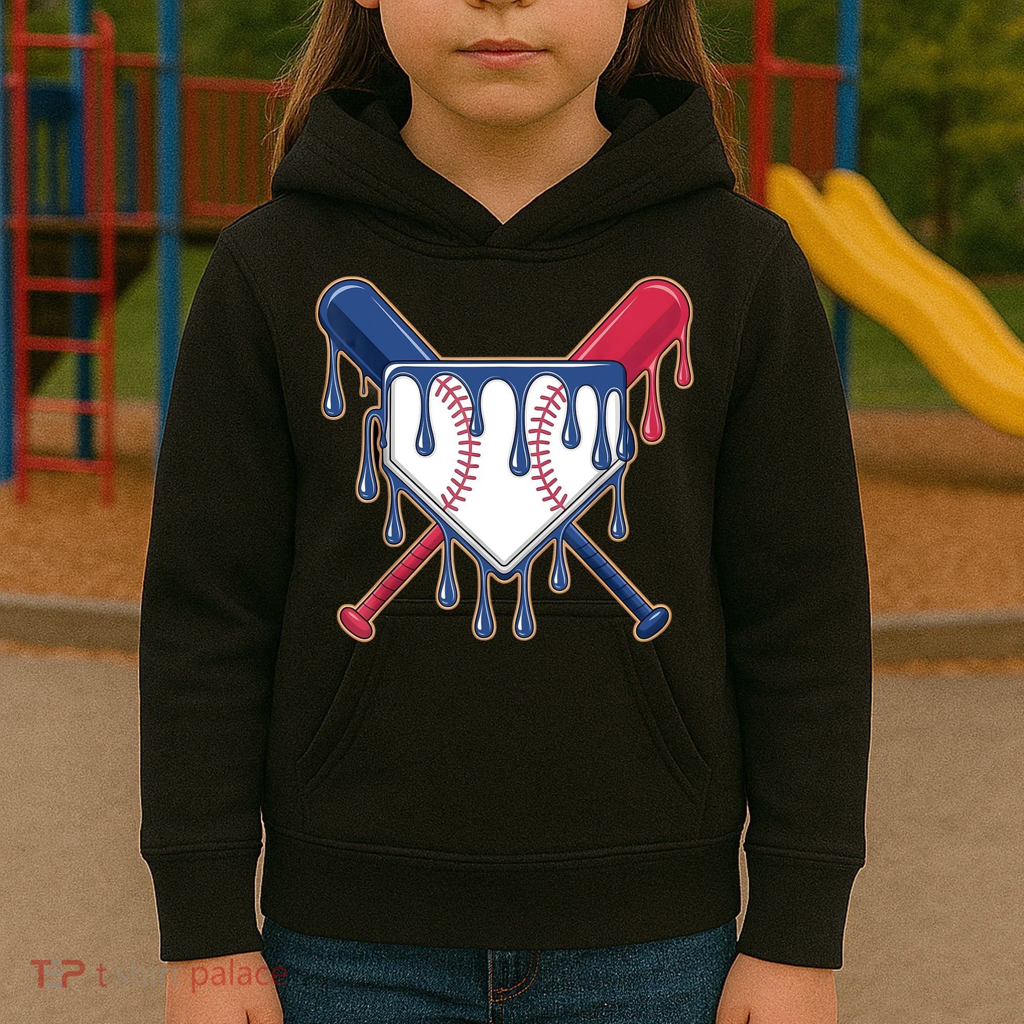 Baseball Ice Cream Drip Driping  Kids Hoodie