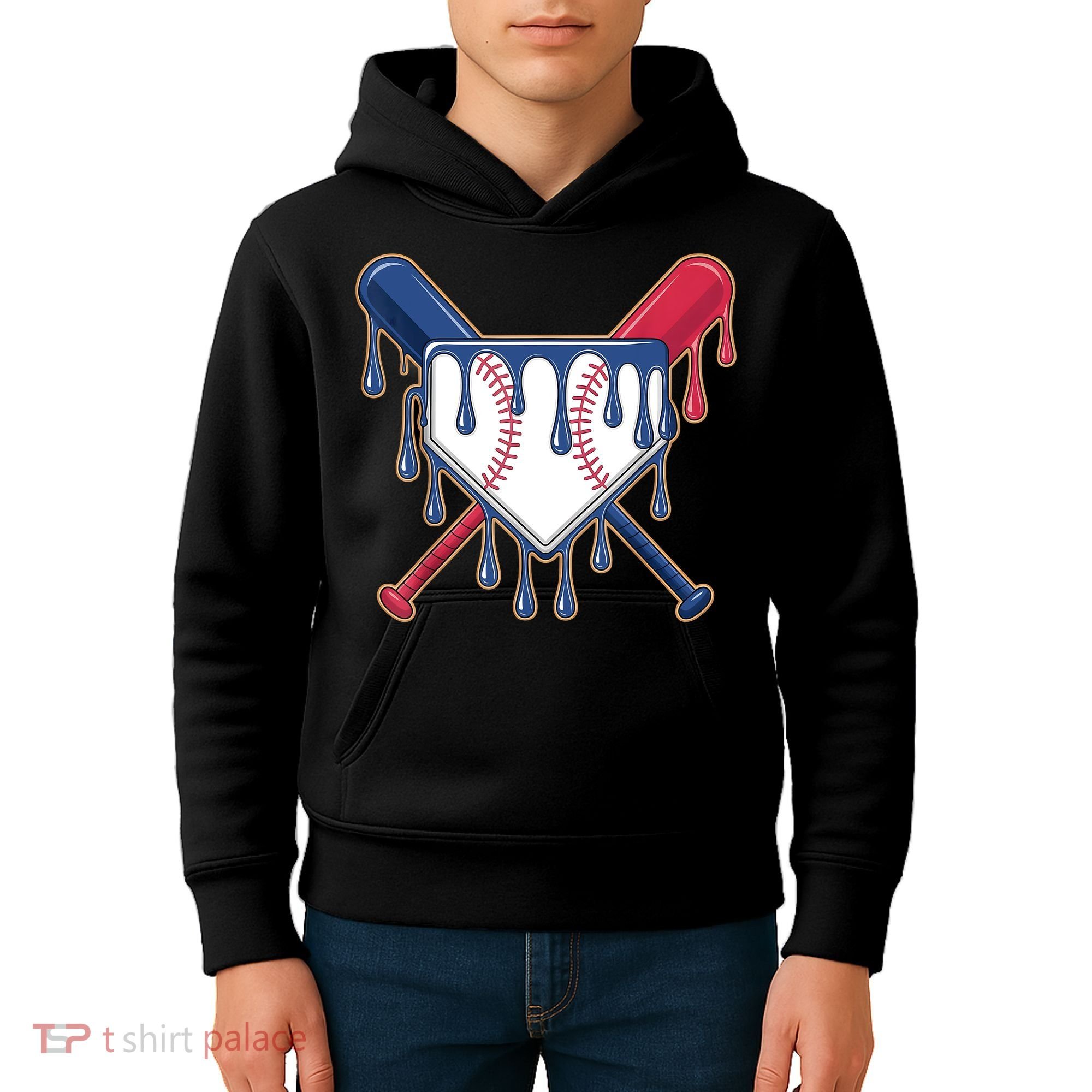 Baseball Ice Cream Drip Driping  Kids Hoodie