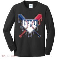 Baseball Ice Cream Drip Driping  Kids Long Sleeve Shirt thumb 0