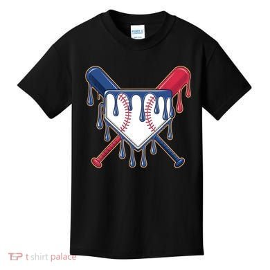Baseball Ice Cream Drip Driping  Kids T-Shirt