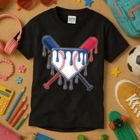 Baseball Ice Cream Drip Driping  Kids T-Shirt thumb 3