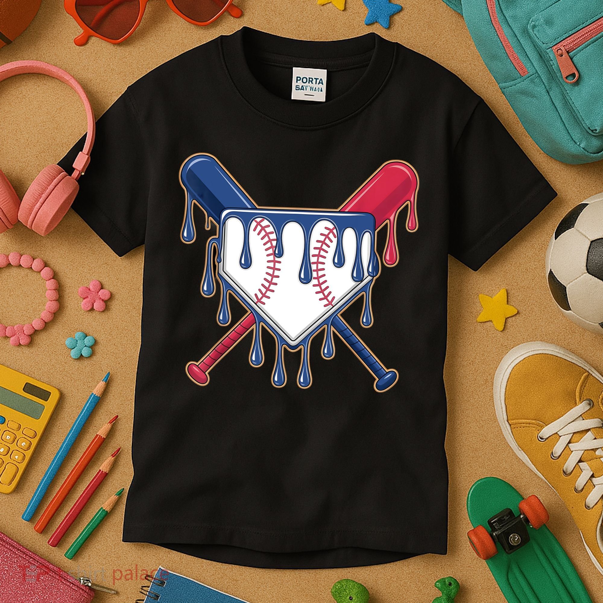 Baseball Ice Cream Drip Driping  Kids T-Shirt