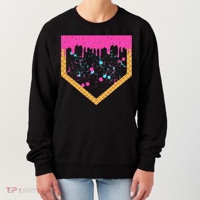 Baseball Ice Cream Dripping Baseball Home Plate Drip Women's Sweatshirt