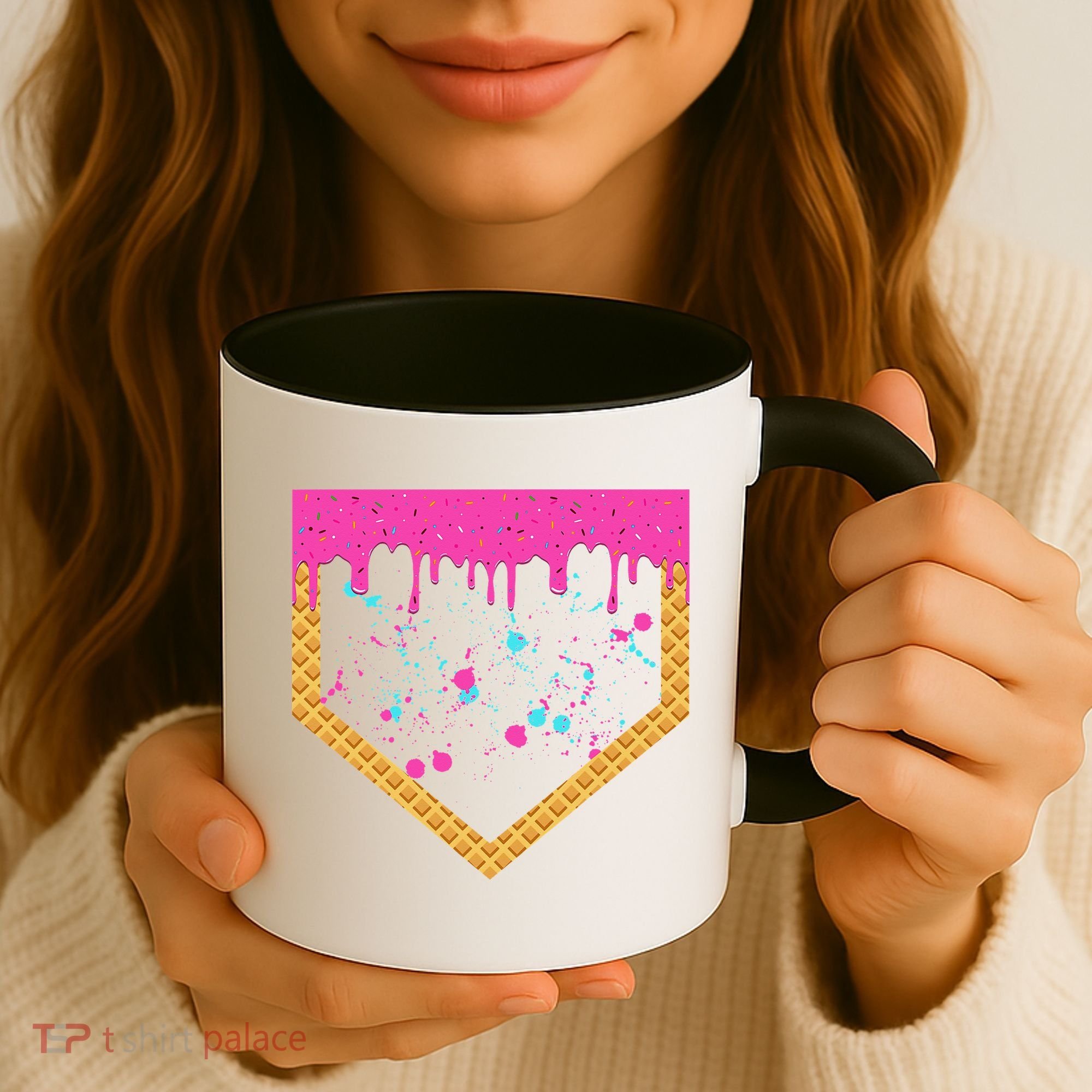Baseball Ice Cream Dripping Baseball Home Plate Drip Coffee Mug