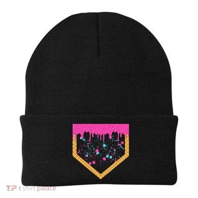 Baseball Ice Cream Dripping Baseball Home Plate Drip Beanie