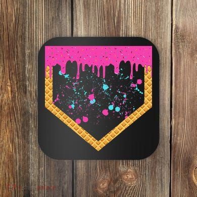 Baseball Ice Cream Dripping Baseball Home Plate Drip Coaster