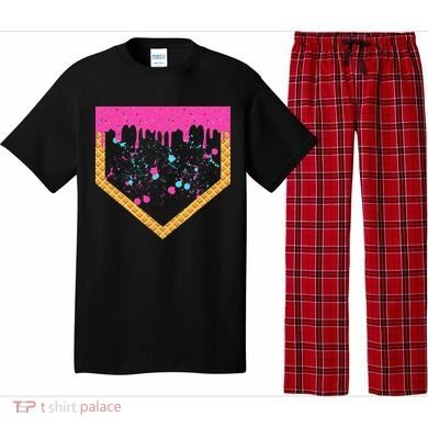 Baseball Ice Cream Dripping Baseball Home Plate Drip Pajama Set