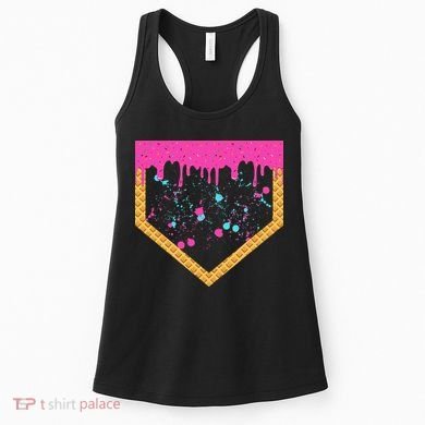 Baseball Ice Cream Dripping Baseball Home Plate Drip Women's Tank Top