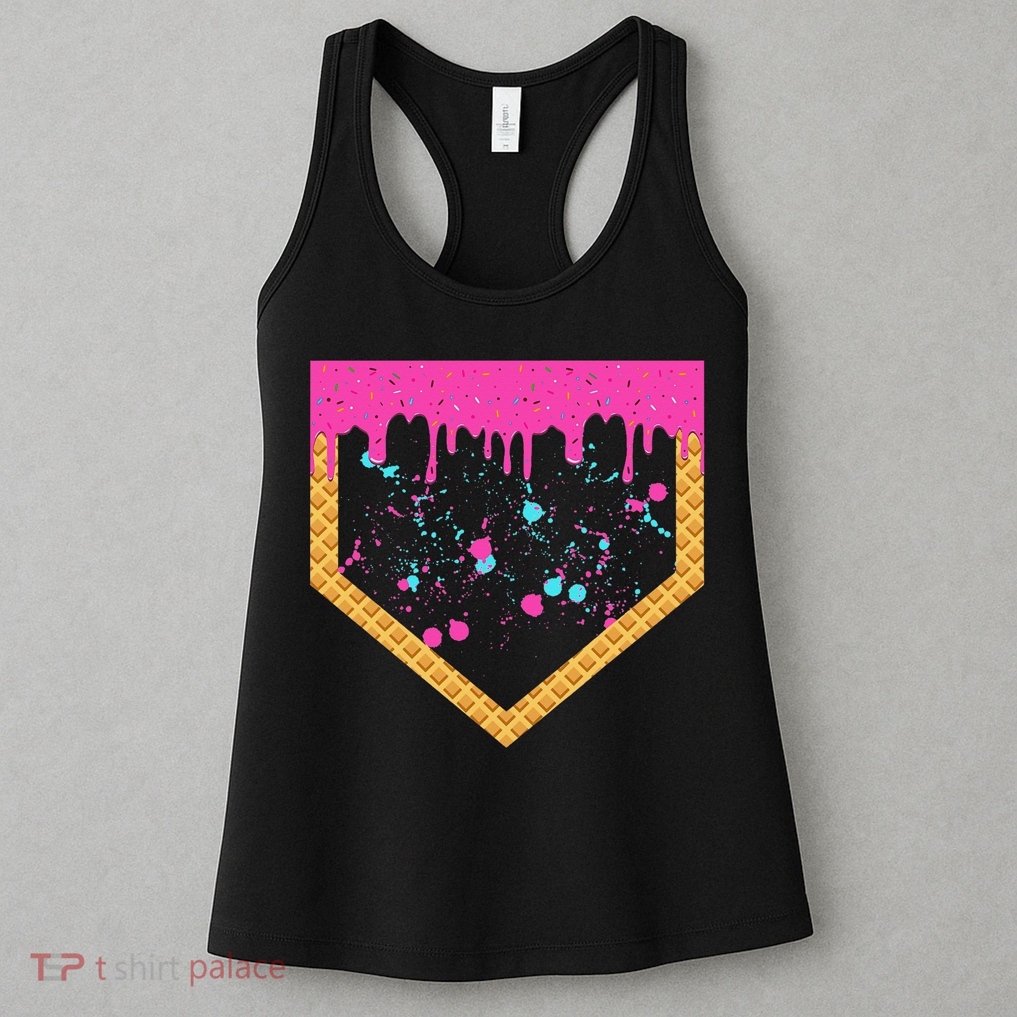 Baseball Ice Cream Dripping Baseball Home Plate Drip Women's Tank Top