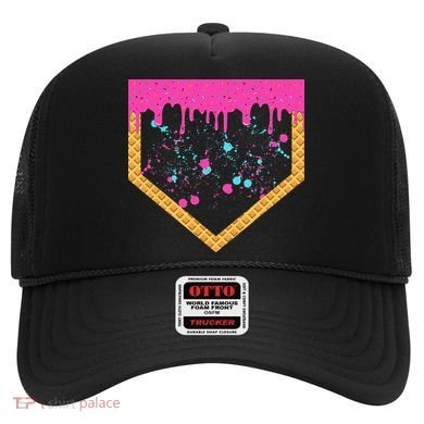 Baseball Ice Cream Dripping Baseball Home Plate Drip Hat