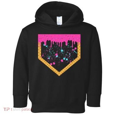 Baseball Ice Cream Dripping Baseball Home Plate Drip Toddler Hoodie
