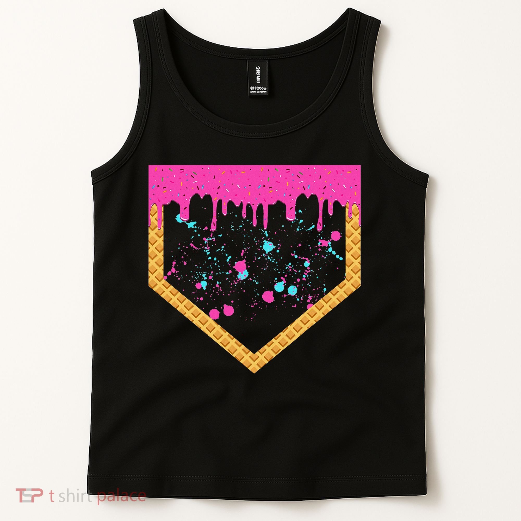 Baseball Ice Cream Dripping Baseball Home Plate Drip Tank Top