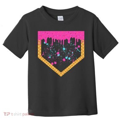 Baseball Ice Cream Dripping Baseball Home Plate Drip Toddler T-Shirt