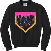 Baseball Ice Cream Dripping Baseball Home Plate Drip Kids Sweatshirt thumb 0