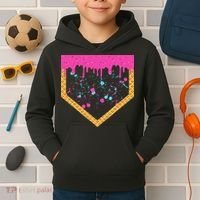 Baseball Ice Cream Dripping Baseball Home Plate Drip Kids Hoodie thumb 2