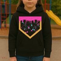 Baseball Ice Cream Dripping Baseball Home Plate Drip Kids Hoodie thumb 3