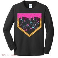 Baseball Ice Cream Dripping Baseball Home Plate Drip Kids Long Sleeve Shirt thumb 0