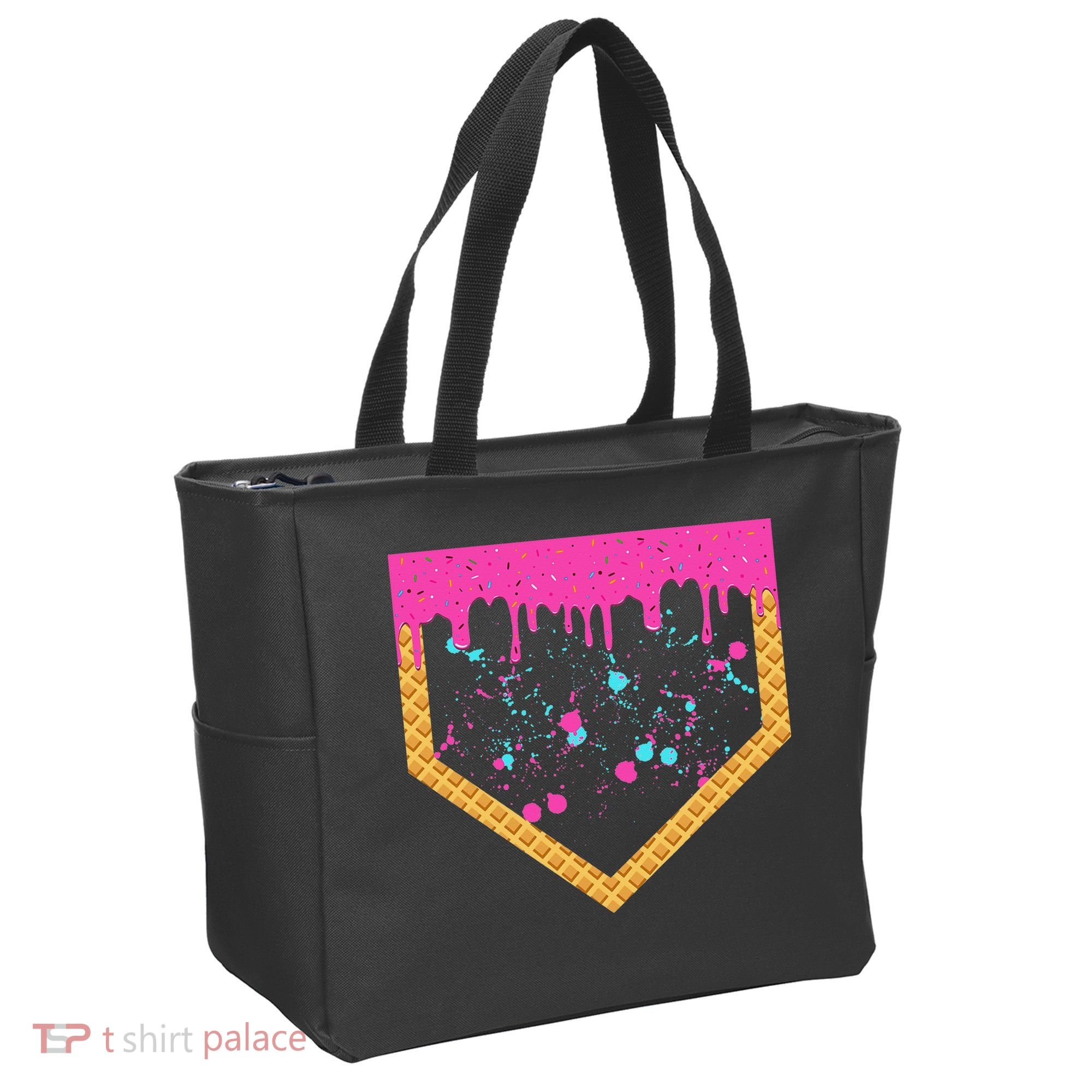 Baseball Ice Cream Dripping Baseball Home Plate Drip Tote Bag