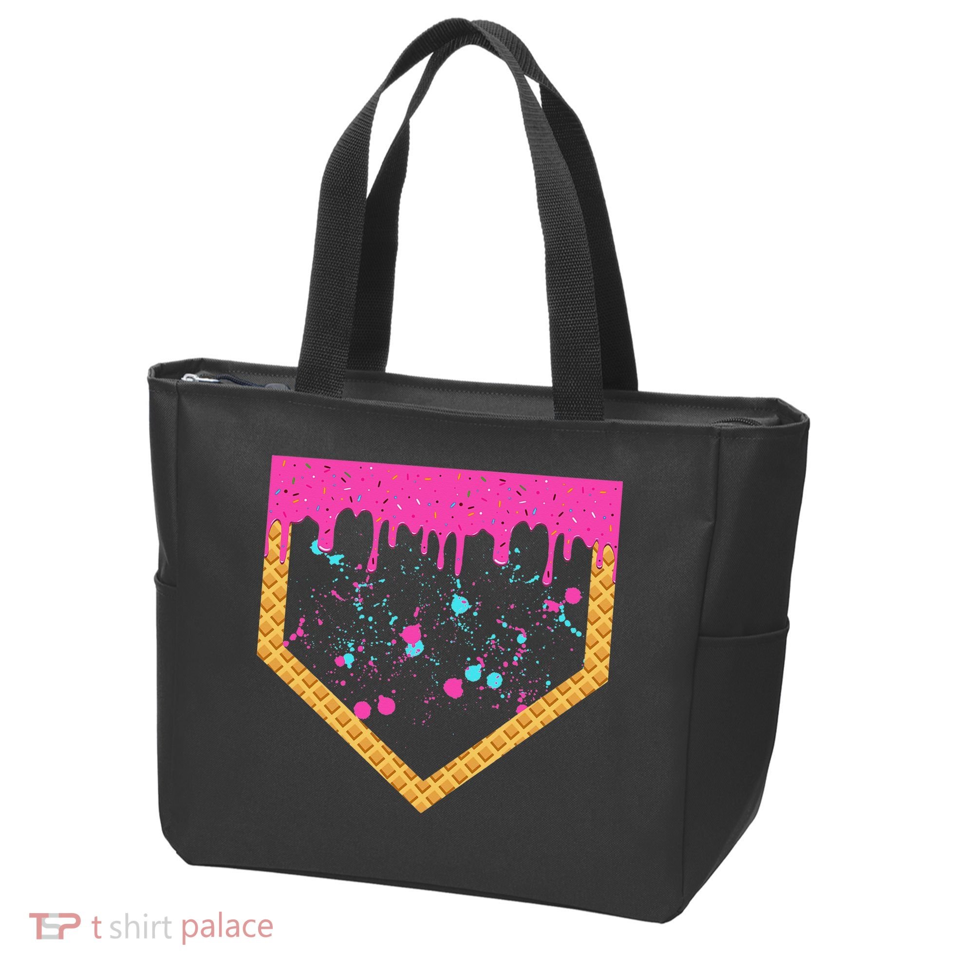 Baseball Ice Cream Dripping Baseball Home Plate Drip Tote Bag