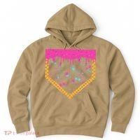 Baseball Ice Cream Dripping Baseball Home Plate Drip Hoodie thumb 0