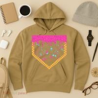 Baseball Ice Cream Dripping Baseball Home Plate Drip Hoodie thumb 3