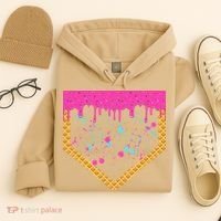 Baseball Ice Cream Dripping Baseball Home Plate Drip Hoodie thumb 4