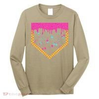 Baseball Ice Cream Dripping Baseball Home Plate Drip Long Sleeve Shirt thumb 0