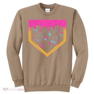 Baseball Ice Cream Dripping Baseball Home Plate Drip Sweatshirt