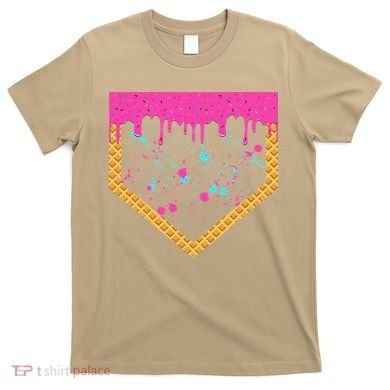Baseball Ice Cream Dripping Baseball Home Plate Drip T-Shirt