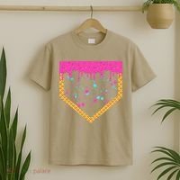 Baseball Ice Cream Dripping Baseball Home Plate Drip T-Shirt thumb 2