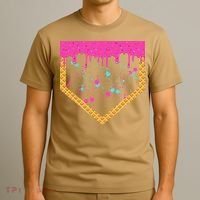 Baseball Ice Cream Dripping Baseball Home Plate Drip T-Shirt thumb 3