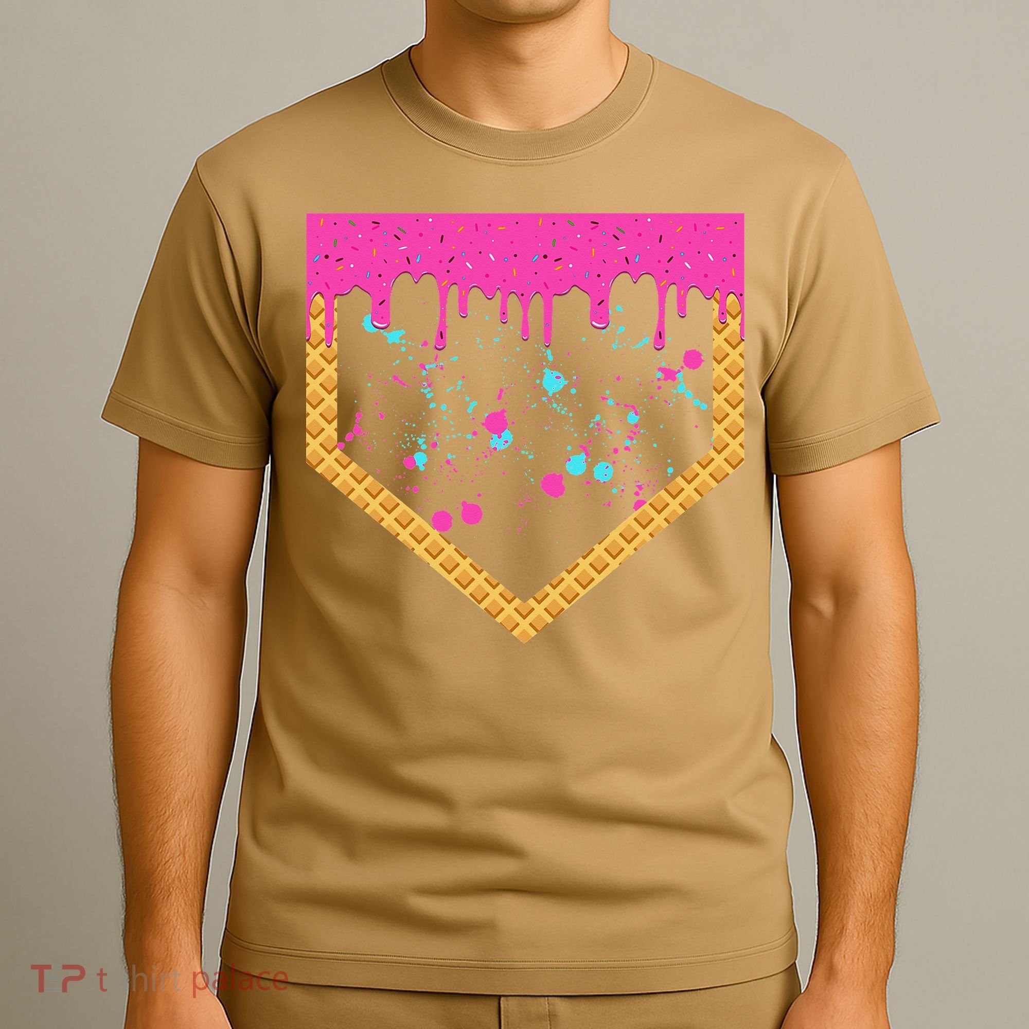 Baseball Ice Cream Dripping Baseball Home Plate Drip T-Shirt