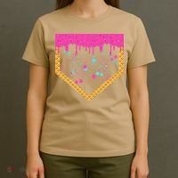 Baseball Ice Cream Dripping Baseball Home Plate Drip T-Shirt thumb 4