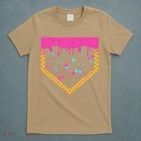 Baseball Ice Cream Dripping Baseball Home Plate Drip T-Shirt thumb 5