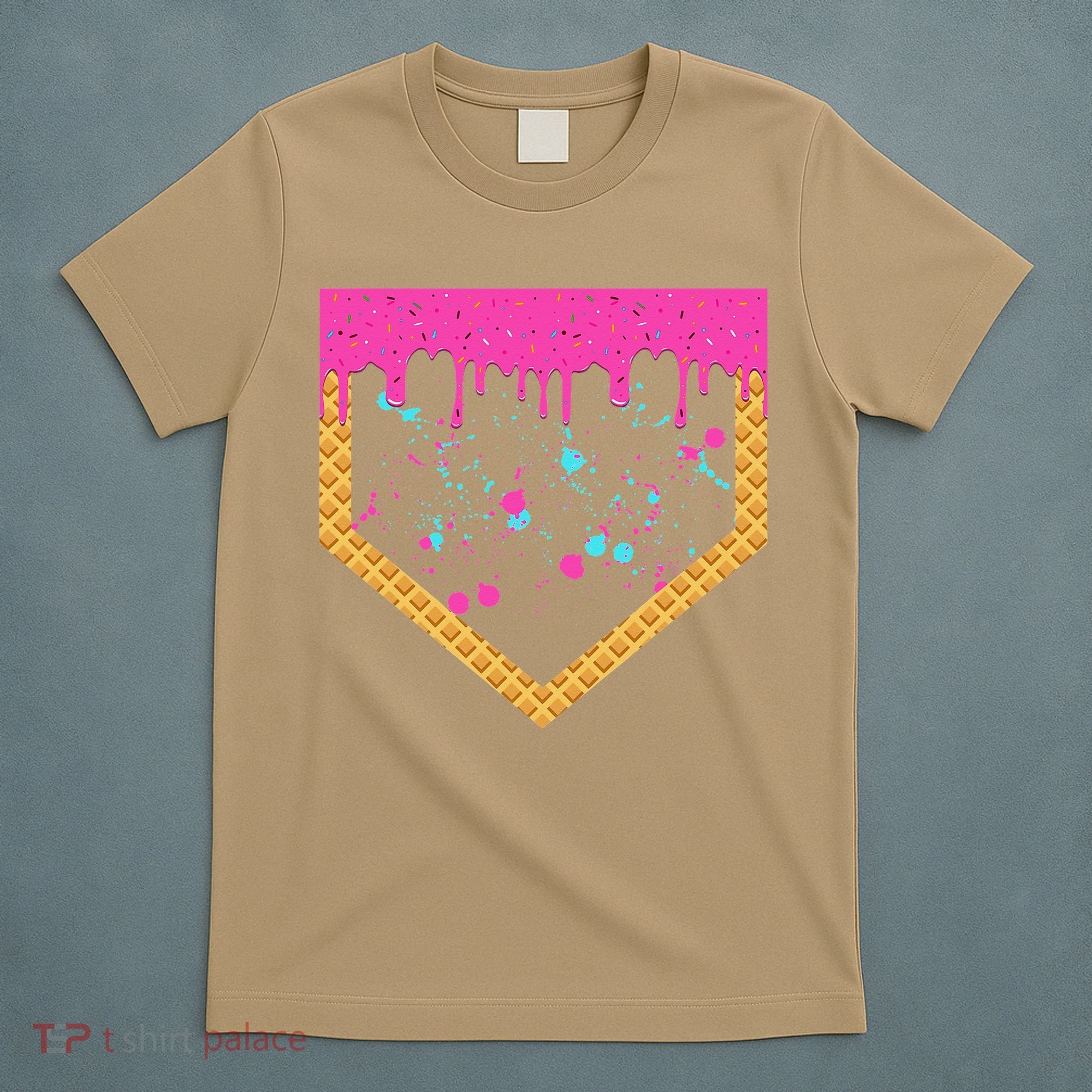 Baseball Ice Cream Dripping Baseball Home Plate Drip T-Shirt