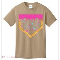 Baseball Ice Cream Dripping Baseball Home Plate Drip Kids T-Shirt thumb 0