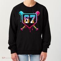 Baseball Ice Cream Drip Number 67 Player Sixty Seven Meme Women's Sweatshirt thumb 0