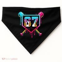 Baseball Ice Cream Drip Number 67 Player Sixty Seven Meme USA-Made Doggie Bandana thumb 0
