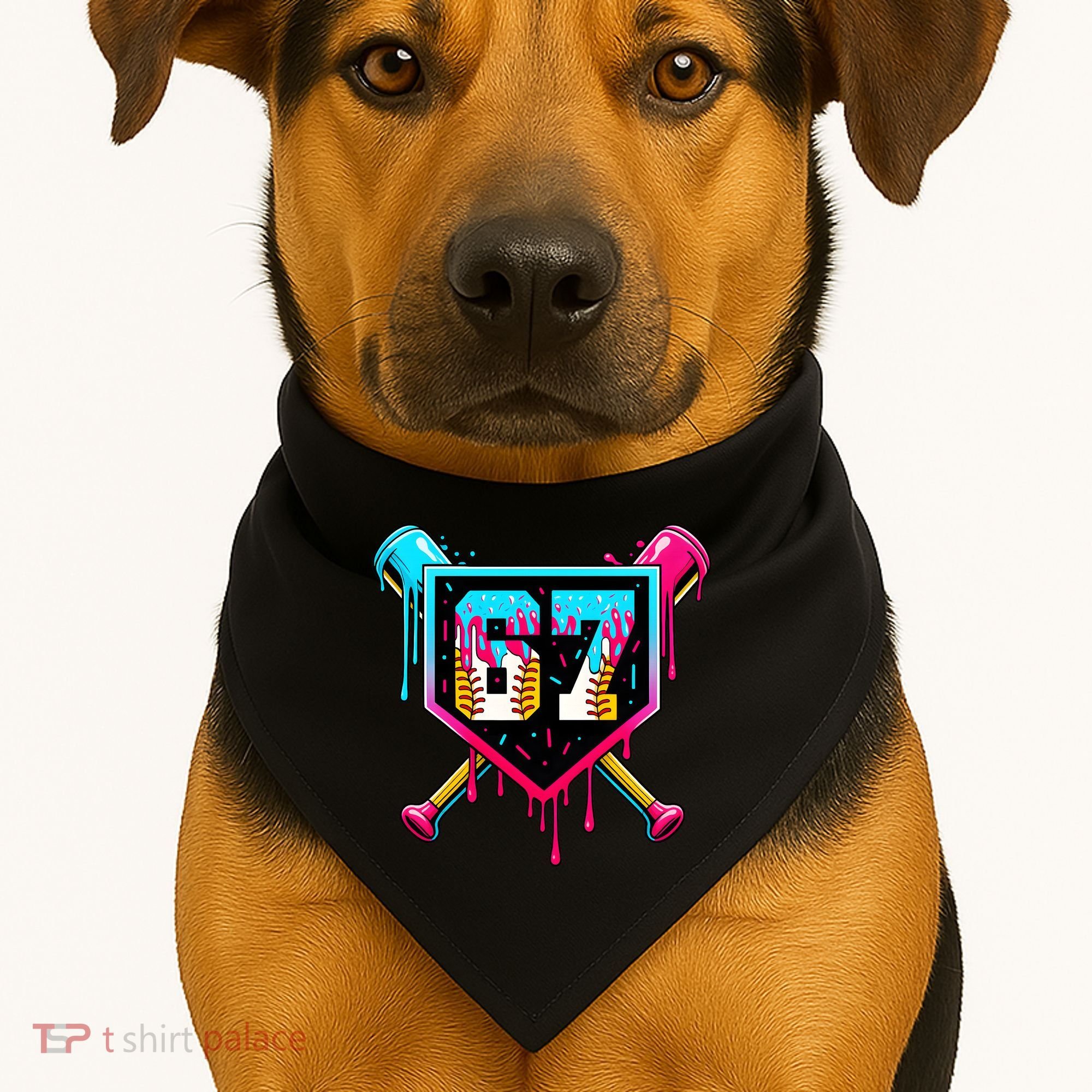 Baseball Ice Cream Drip Number 67 Player Sixty Seven Meme USA-Made Doggie Bandana