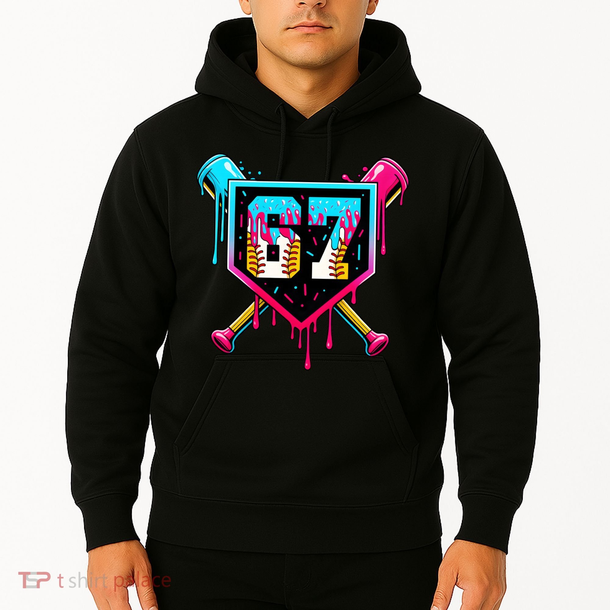 Baseball Ice Cream Drip Number 67 Player Sixty Seven Meme Hoodie