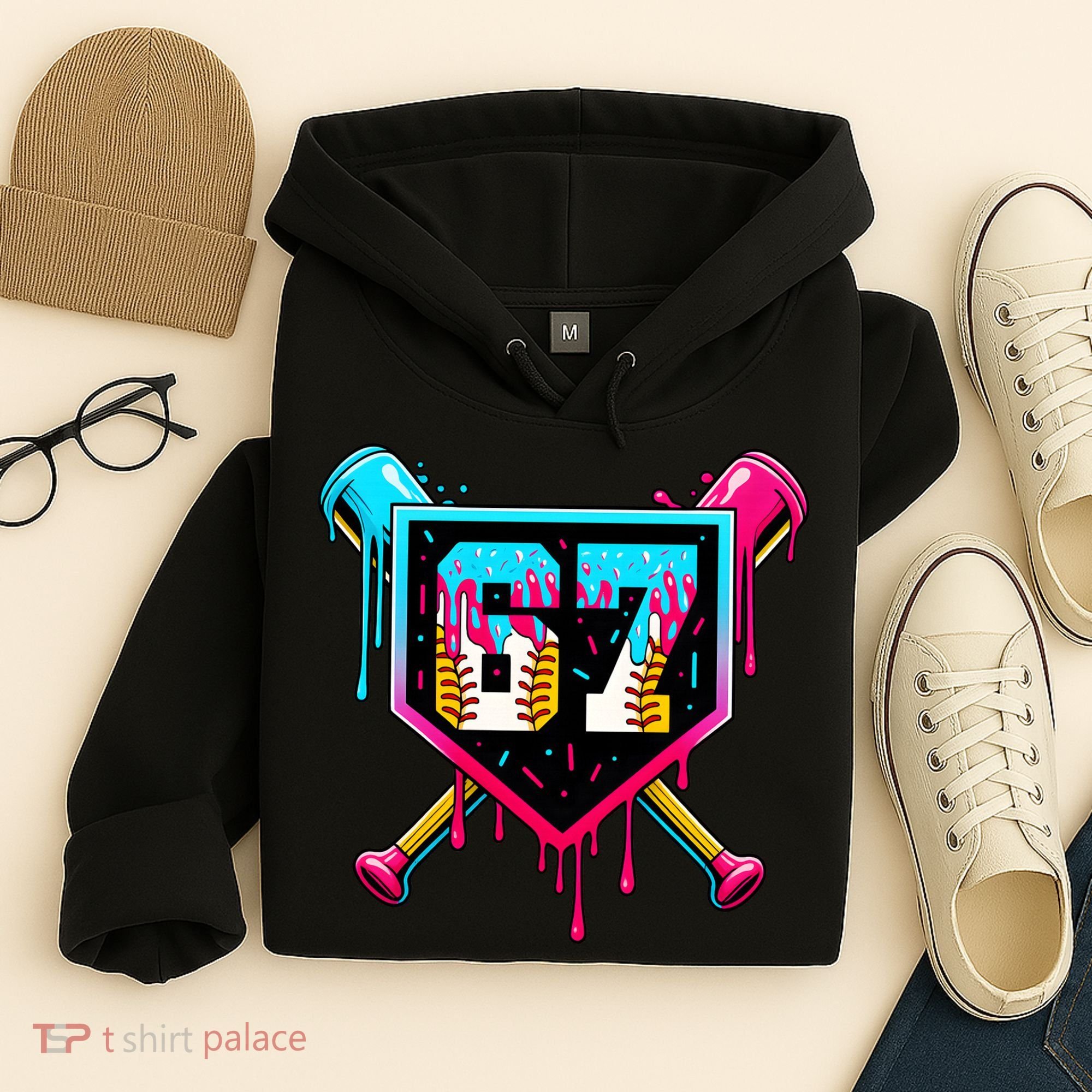 Baseball Ice Cream Drip Number 67 Player Sixty Seven Meme Hoodie