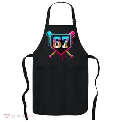 Baseball Ice Cream Drip Number 67 Player Sixty Seven Meme Apron