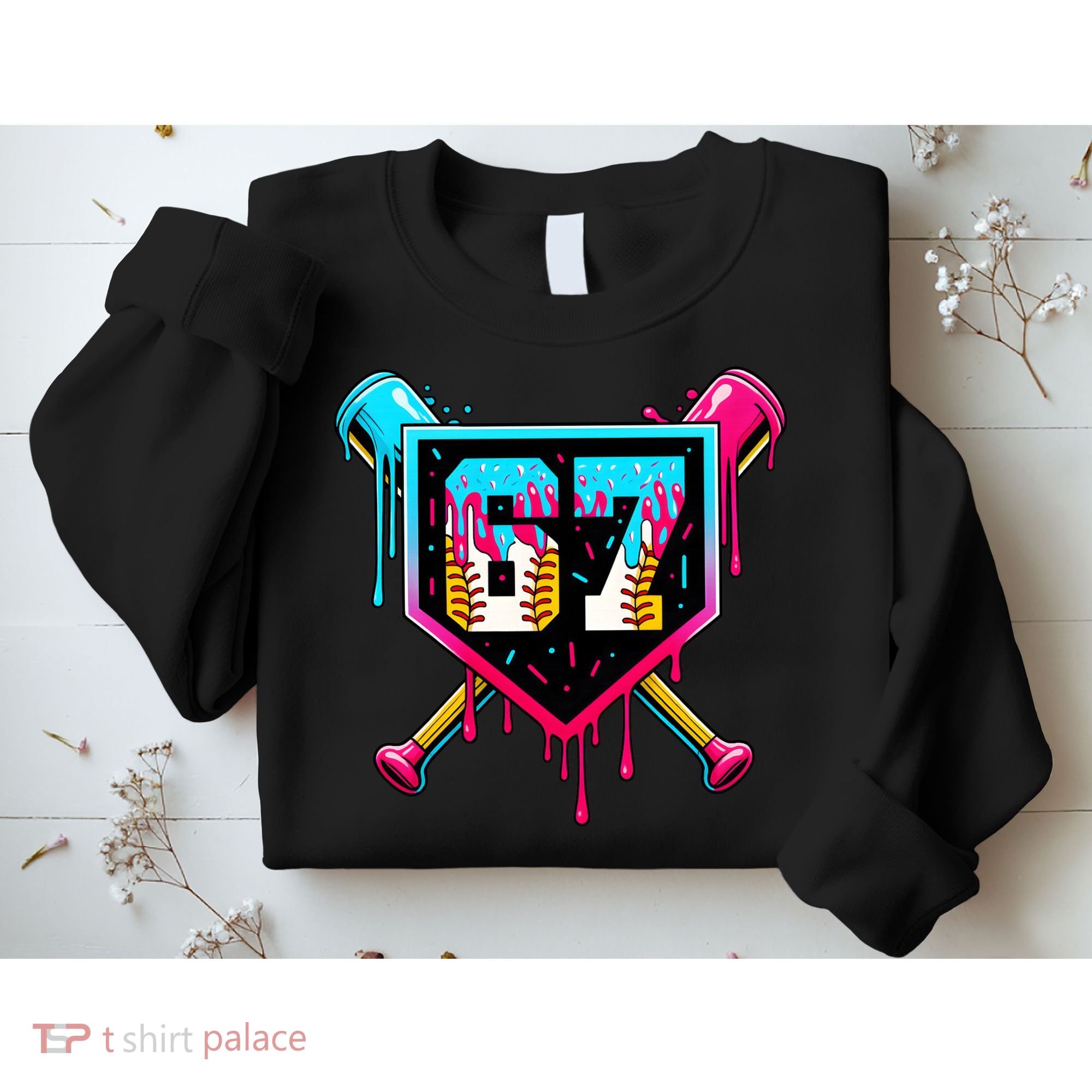 Baseball Ice Cream Drip Number 67 Player Sixty Seven Meme Sweatshirt