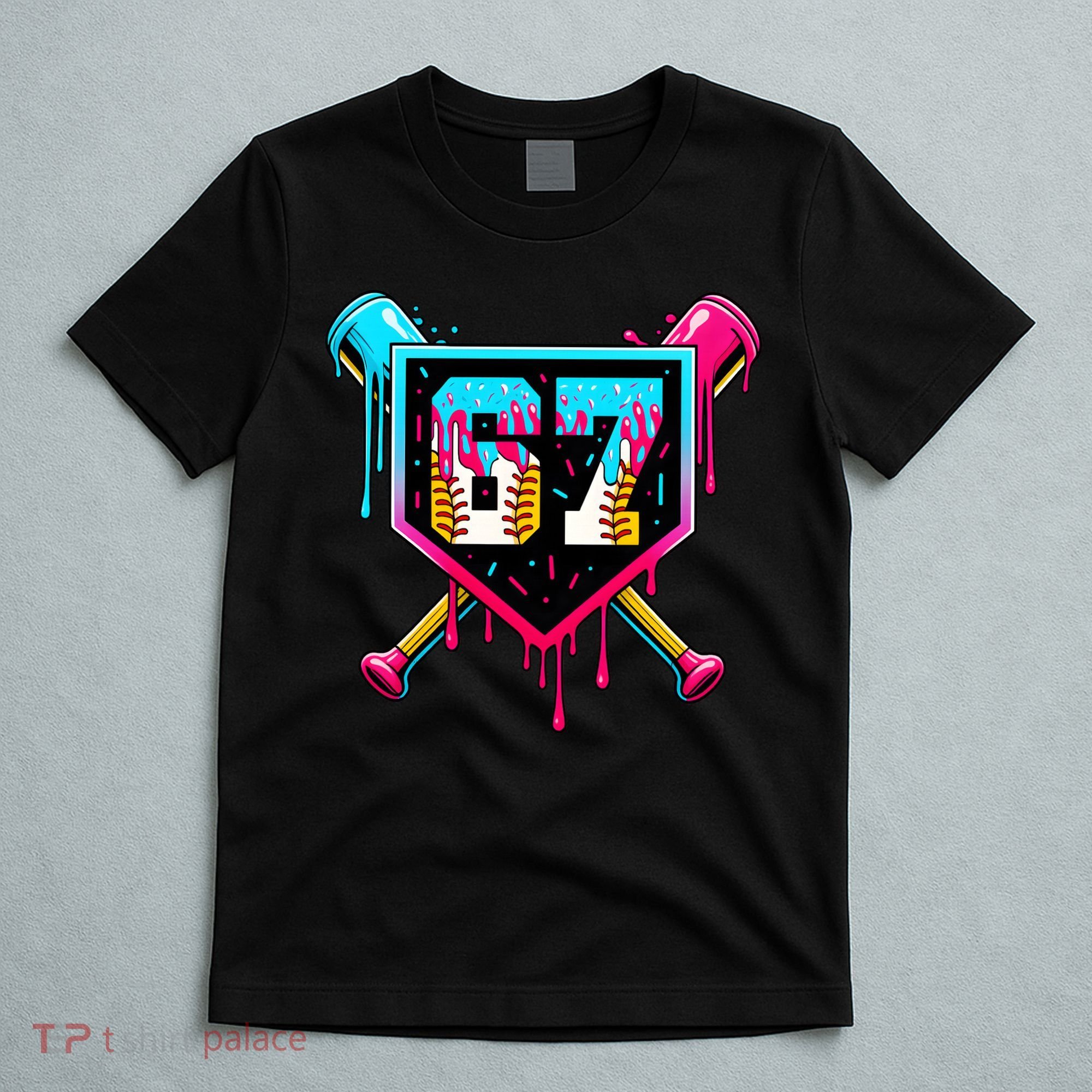 Baseball Ice Cream Drip Number 67 Player Sixty Seven Meme T-Shirt