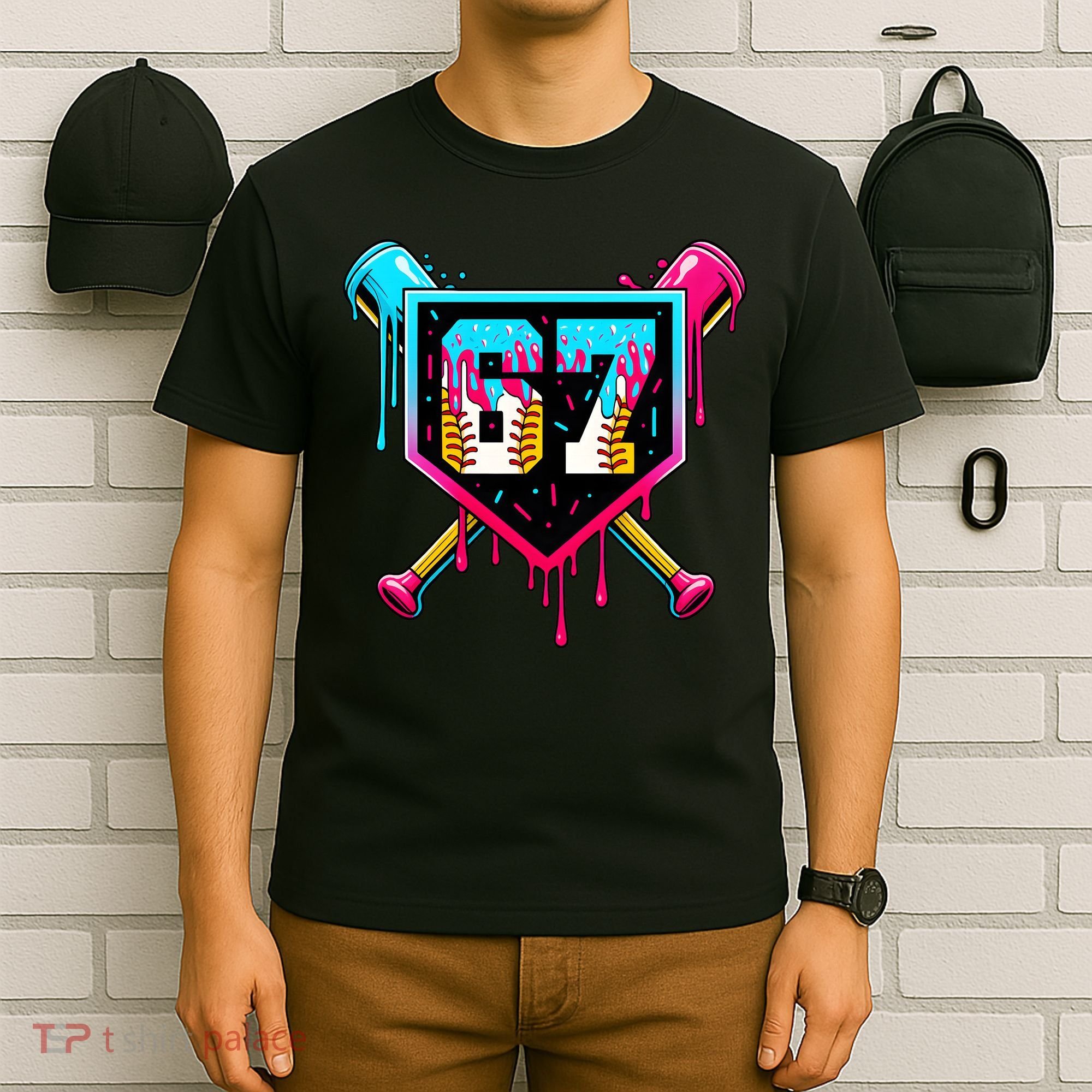 Baseball Ice Cream Drip Number 67 Player Sixty Seven Meme T-Shirt