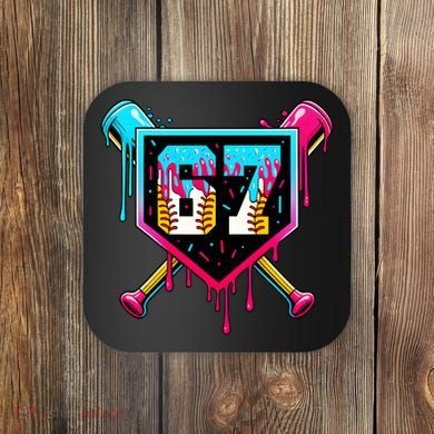 Baseball Ice Cream Drip Number 67 Player Sixty Seven Meme Coaster
