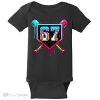 Baseball Ice Cream Drip Number 67 Player Sixty Seven Meme Baby Bodysuit thumb 0