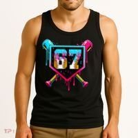 Baseball Ice Cream Drip Number 67 Player Sixty Seven Meme Tank Top thumb 3