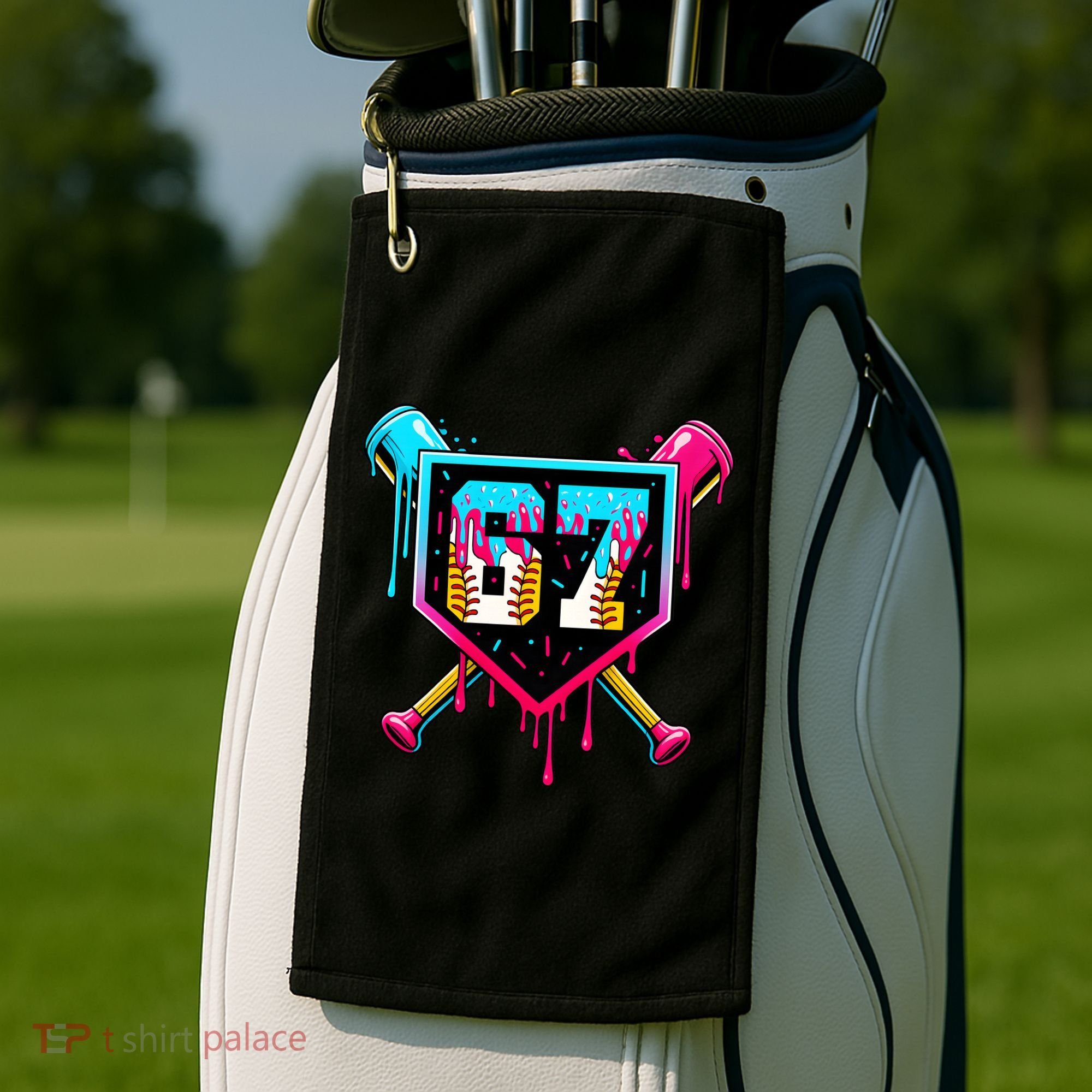 Baseball Ice Cream Drip Number 67 Player Sixty Seven Meme Golf Towel