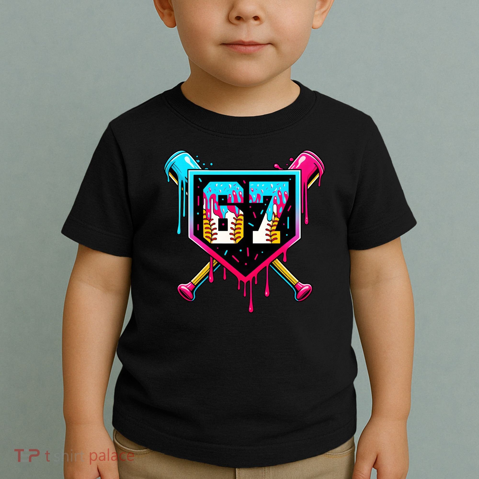 Baseball Ice Cream Drip Number 67 Player Sixty Seven Meme Toddler T-Shirt
